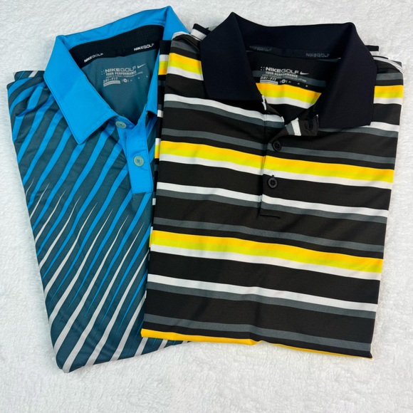 Nike Golf Tour Performance Mens Medium Dri-fit Polo Lot Of 2 Nike Shirts - Picture 1 of 15